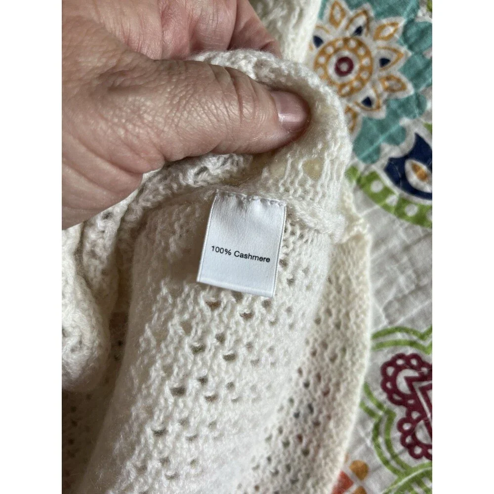 Blue Saks Fifth Avenue Cashmere Cowl Neck Sweater Size Small Basket Weave